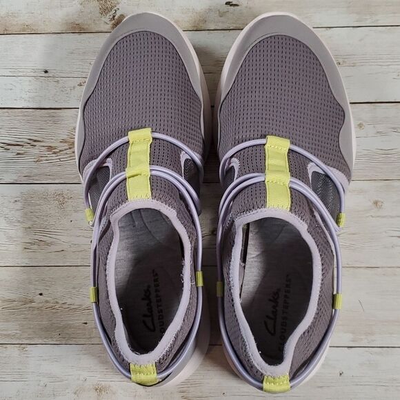 Clarks Cloudsteppers Womens Ezera Skip Grey Neon Green Casual Flats Size 8½ Wide - Picture 7 of 7